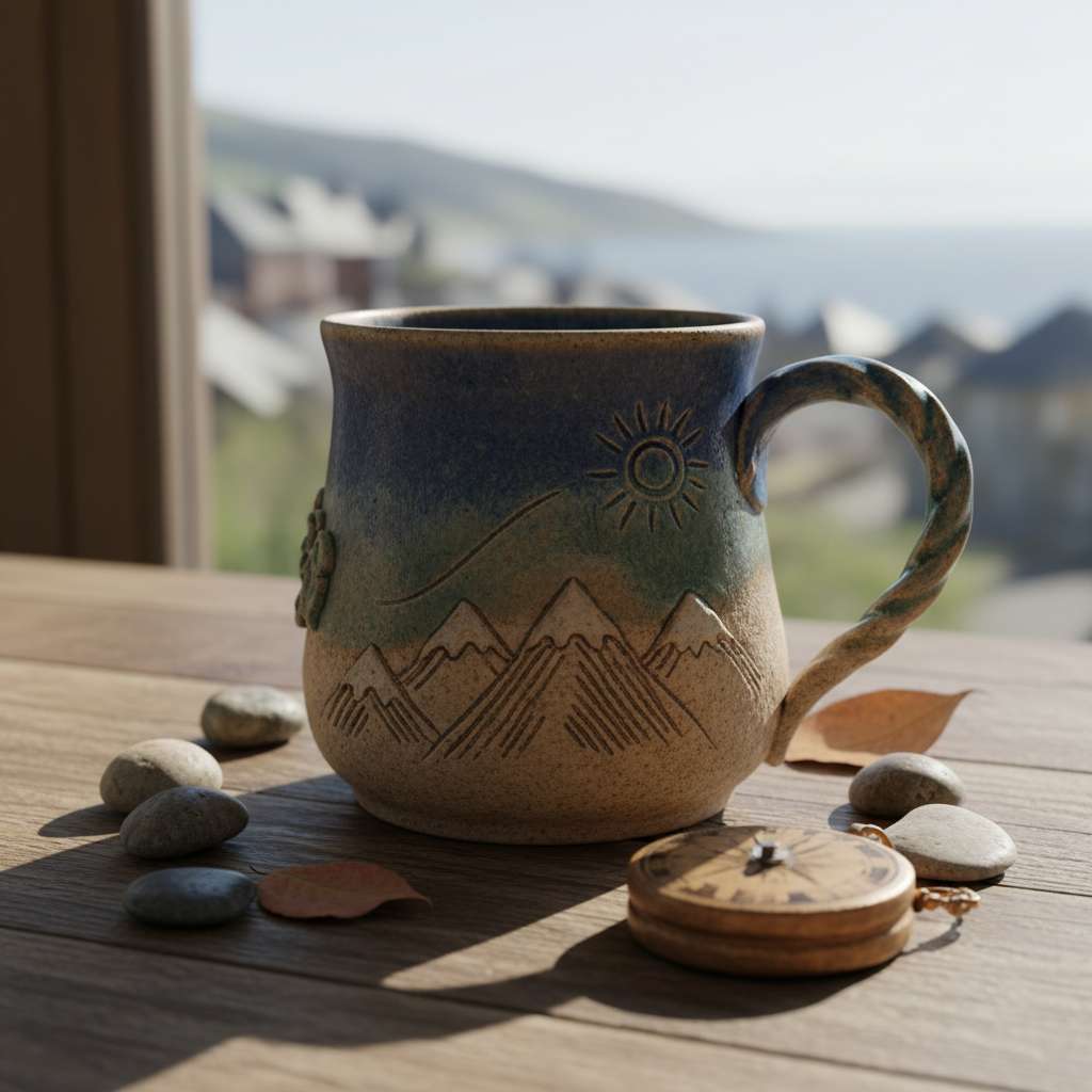 Taza artesanal en caja de regalo