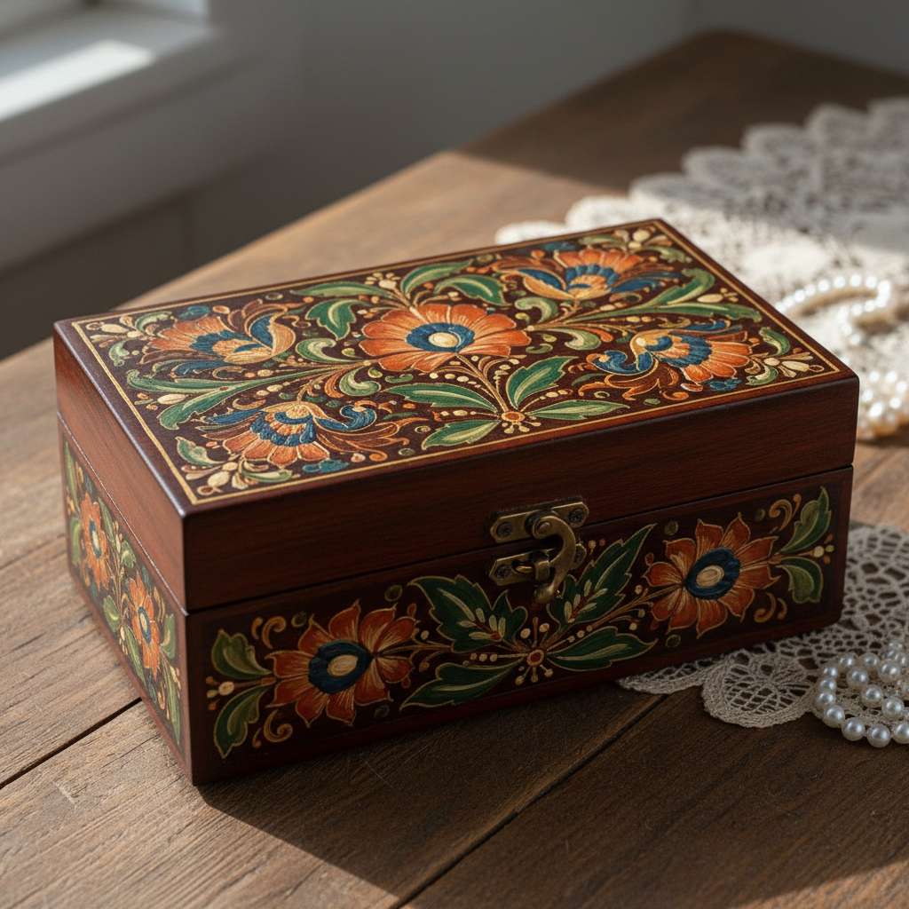 Caja joyero pintada a mano