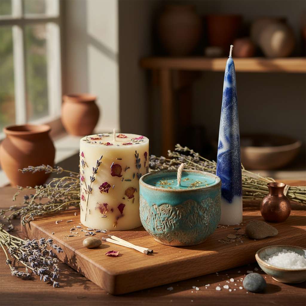 Vela artesanal decorativa para regalo