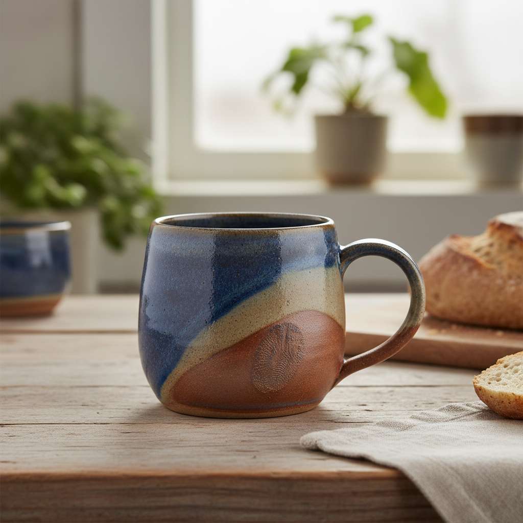 Taza de cerámica hecha a mano con diseño artesanal